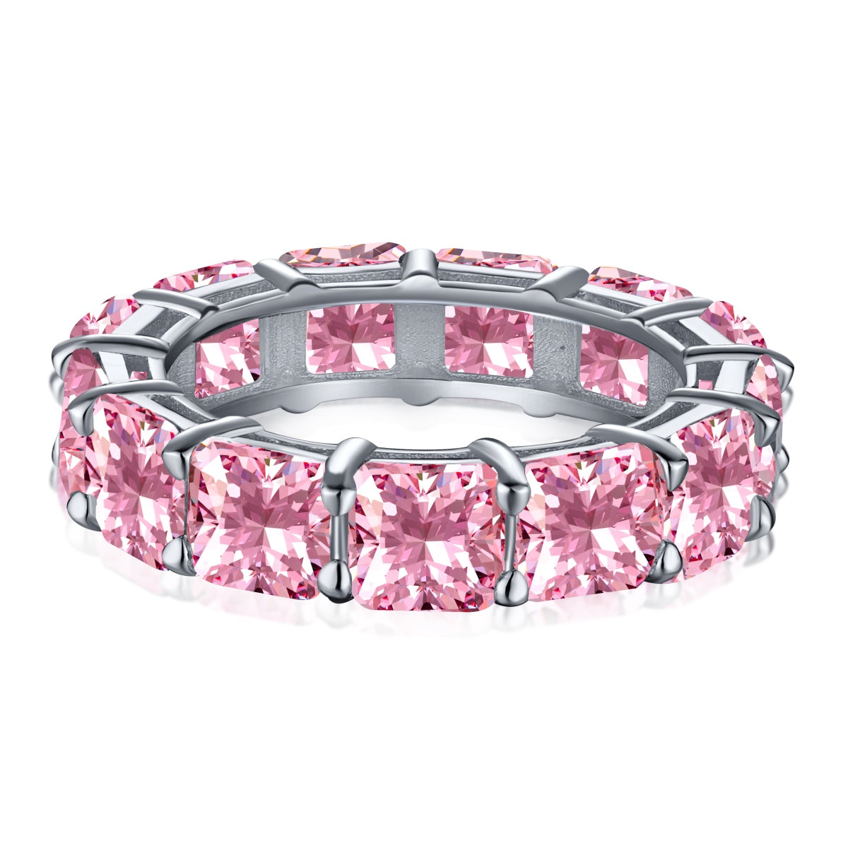 [Clover Jewelry]Elegant Princess Cut Tennis Ring