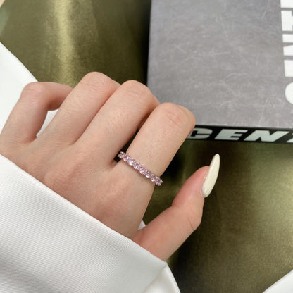 [Clover Jewelry]Sparkling Round Cut Tennis Ring