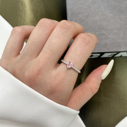 [Clover Jewelry]0.5 Carat CaratEternity Charming Heart Shape Lover Ring