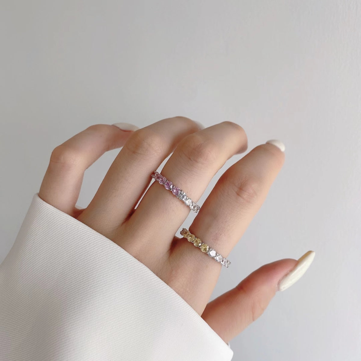 [Clover Jewelry]Sparkling Round Cut Tennis Ring