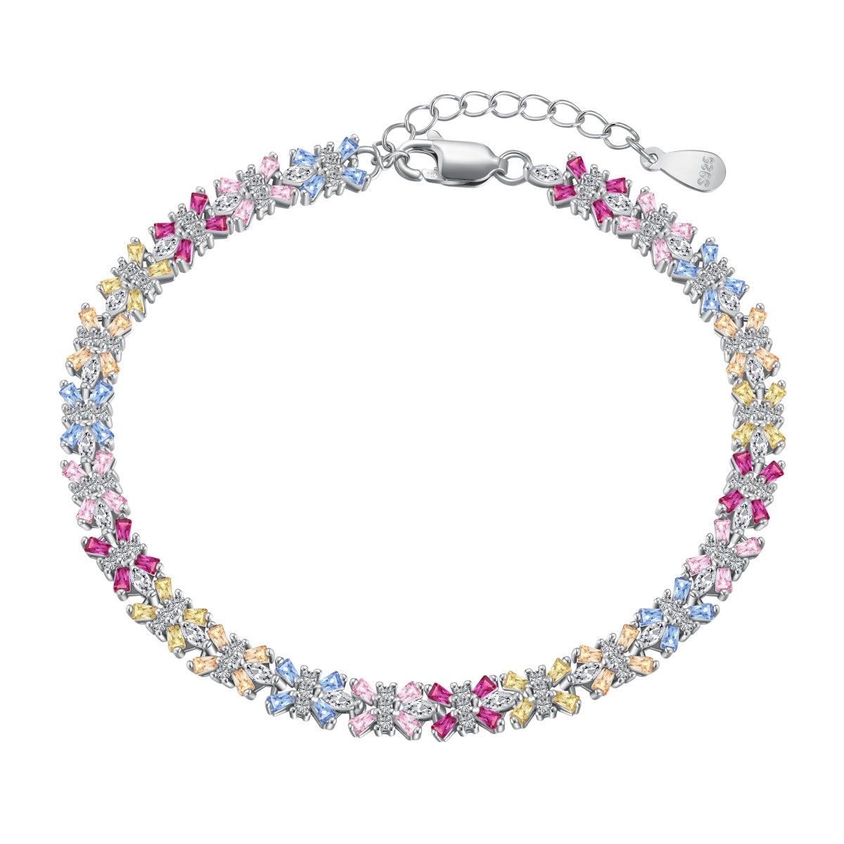 [Clover Jewelry]Radiant Colorful Emerald Cut Party Bracelet