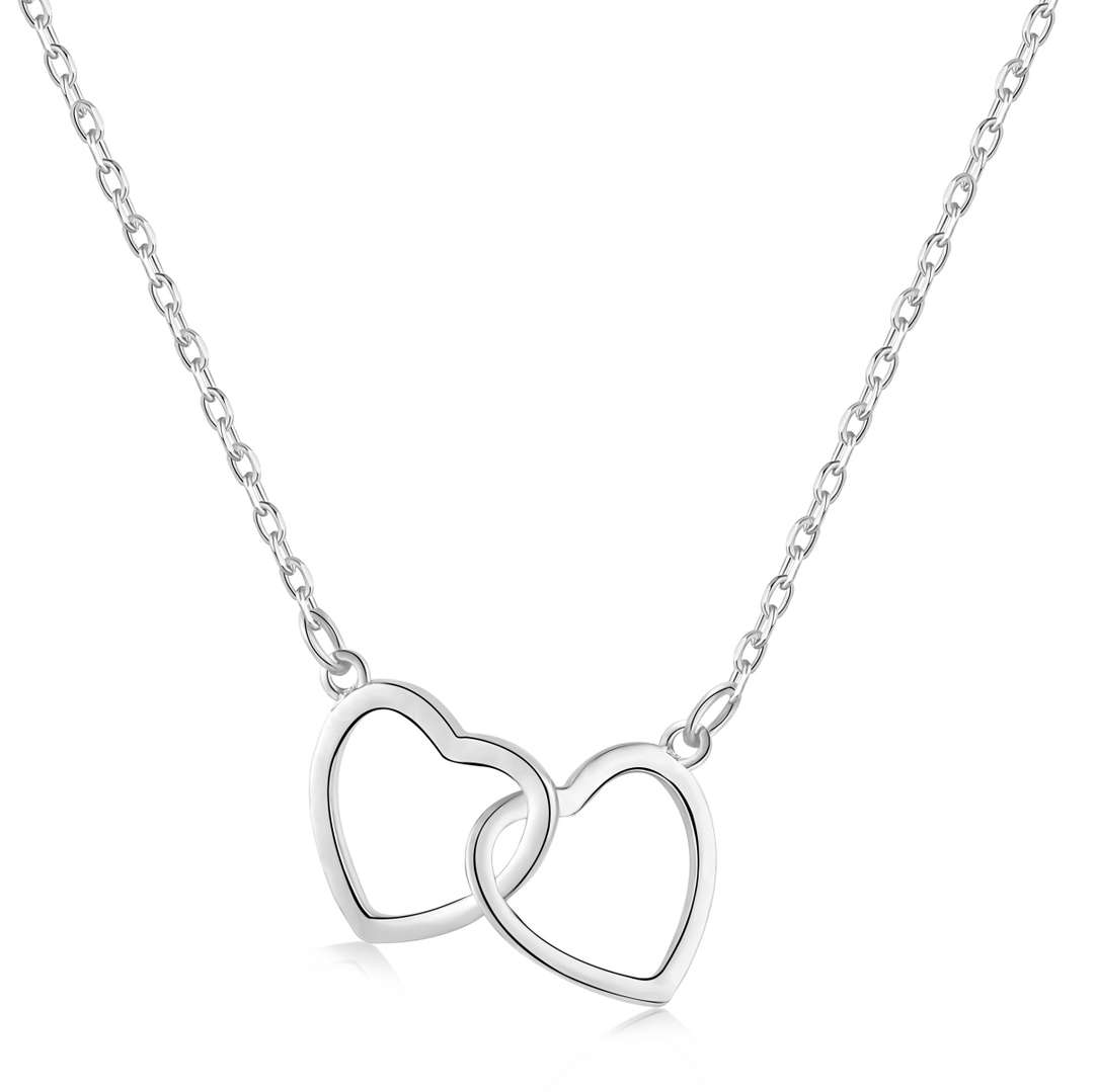 [Clover Jewelry]Sterling Silver Love Double Ring Necklace