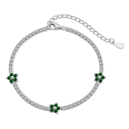 [Clover Jewelry]Sparkling Flower Shape Tennis Bracelet