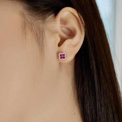 [Clover Jewelry]Four-Leaf Clover Flower Shaped Earrings