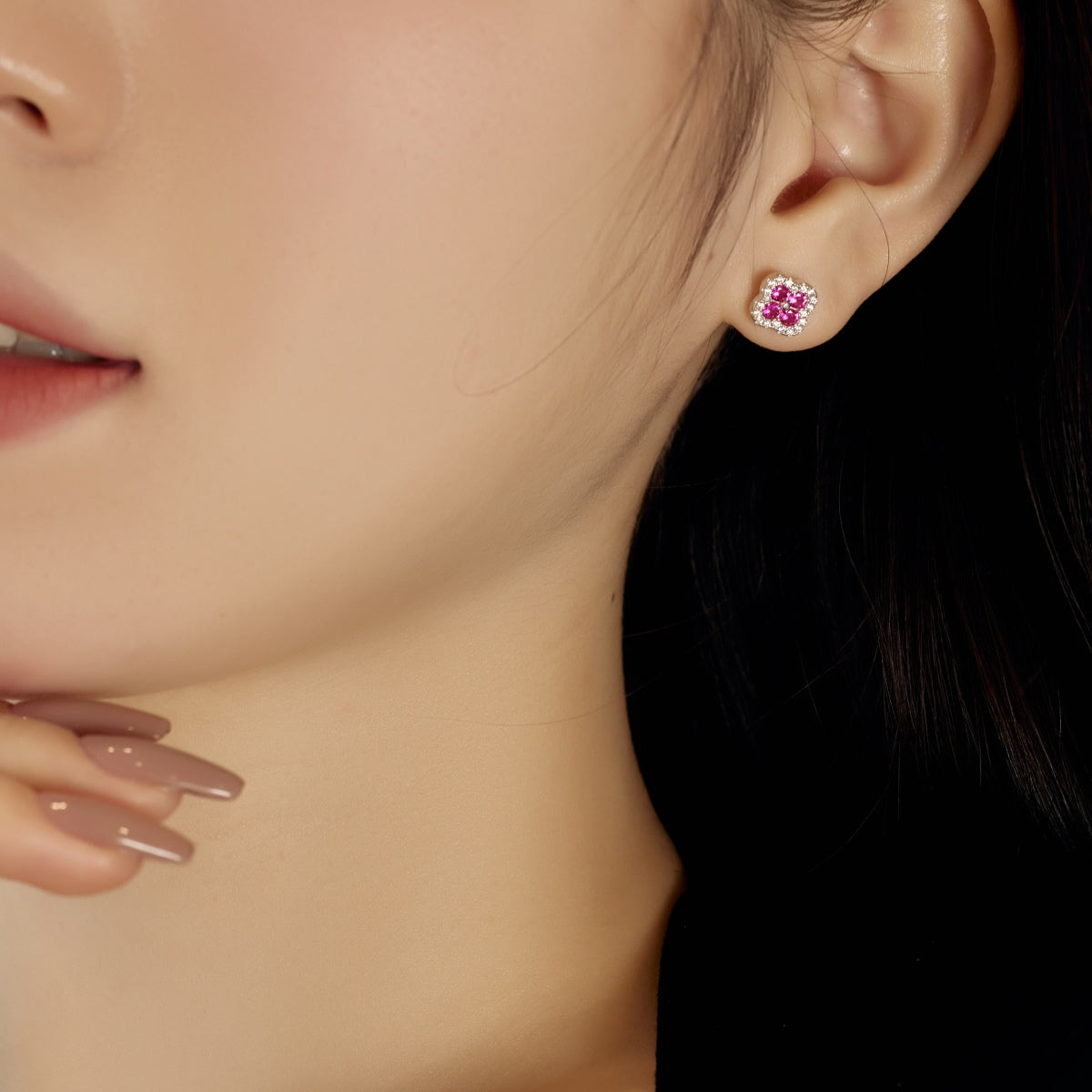 [Clover Jewelry]Four-Leaf Clover Flower Shaped Earrings