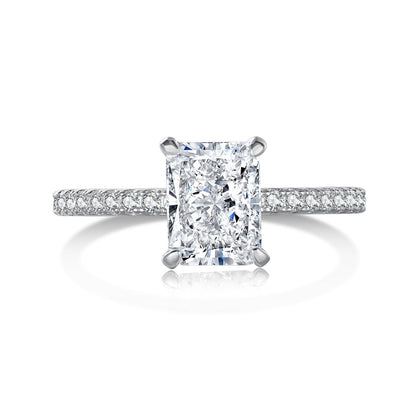 [Clover Jewelry]2.0 Carat Dazzling Sparkling Radiant Cut Party Ring