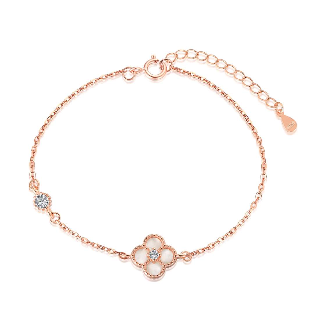 [Clover Jewelry]Delicate Four Leaf Clover Bracelet