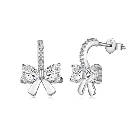 [Clover Jewelry]Exquisite Earrings With Heart-Shaped Bow Design