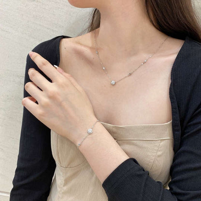 [Clover Jewelry]Dazzling Round Cut Shape Bracelet