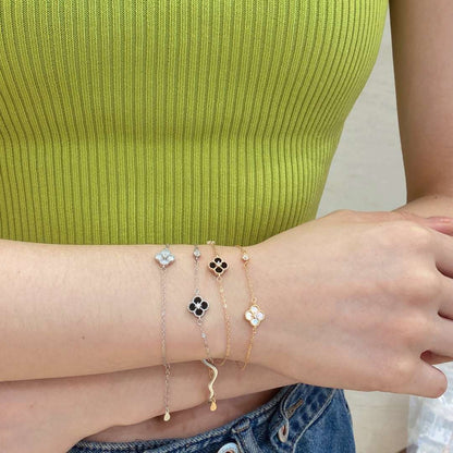 [Clover Jewelry]Delicate Four Leaf Clover Bracelet