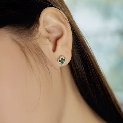 [Clover Jewelry]Four-Leaf Clover Flower Shaped Earrings