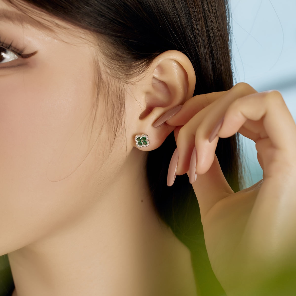 [Clover Jewelry]Four-Leaf Clover Flower Shaped Earrings