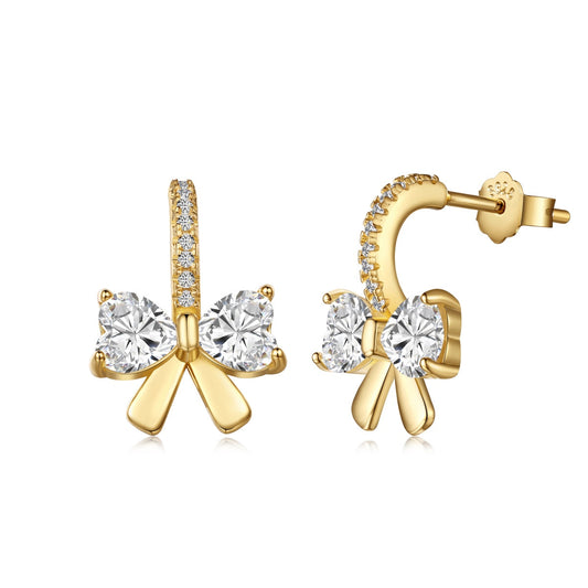 [Clover Jewelry]Exquisite Earrings With Heart-Shaped Bow Design