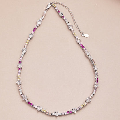 [Clover Jewelry]Delicate Colorful Rainbow Tennis Chain