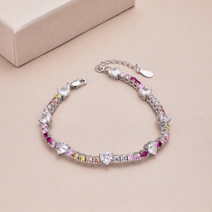 [Clover Jewelry]Romantic Heart Shape Round Cut Lover Bracelet