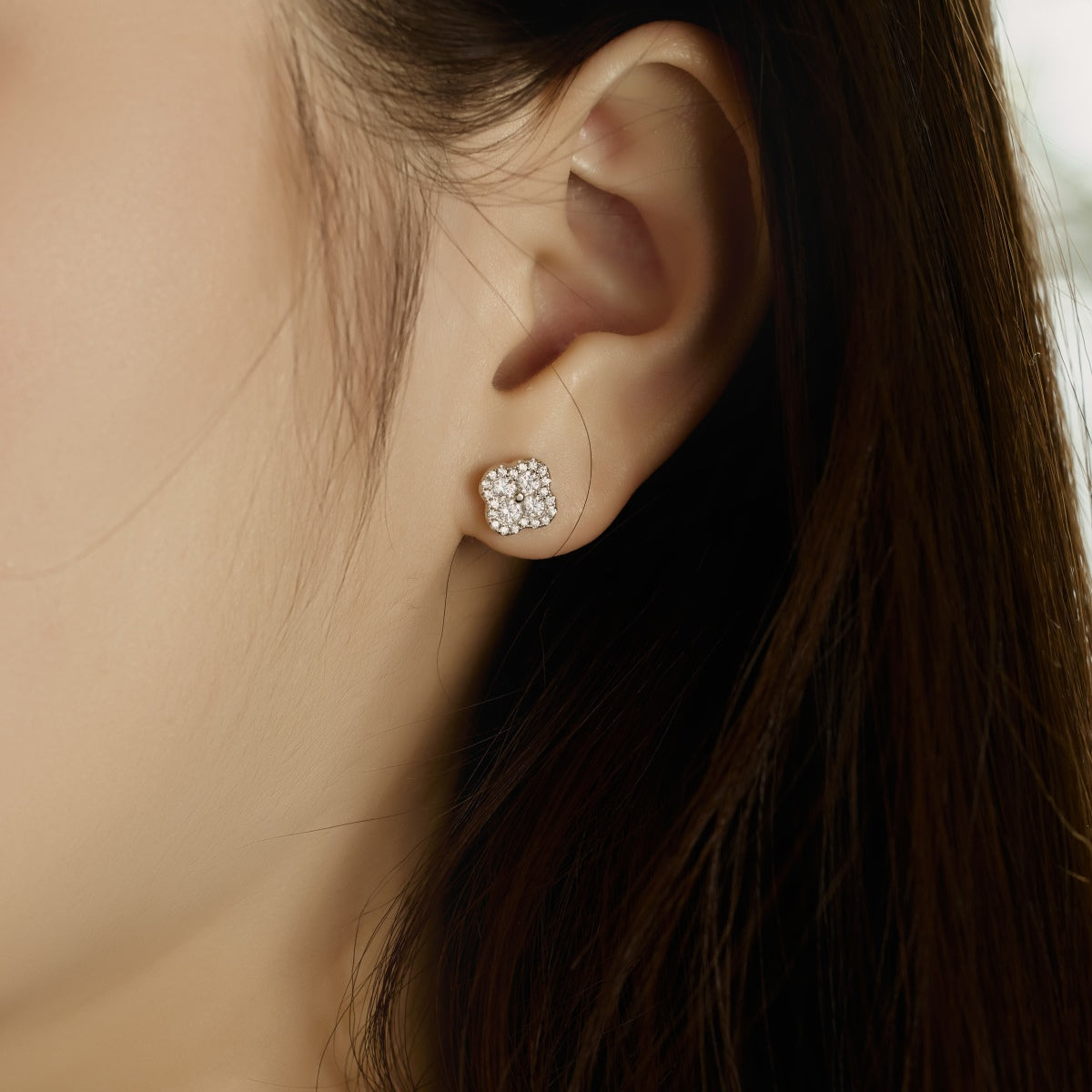 [Clover Jewelry]Four-Leaf Clover Flower Shaped Earrings