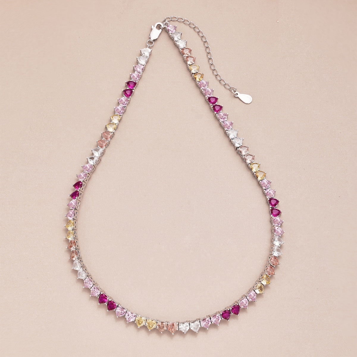 [Clover Jewelry]Sparkling Colorful Full Heart Tennis Necklace