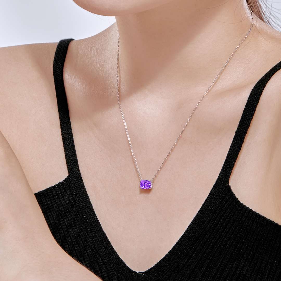 [Clover Jewelry]Luxurious Square Shape Colorful Necalack