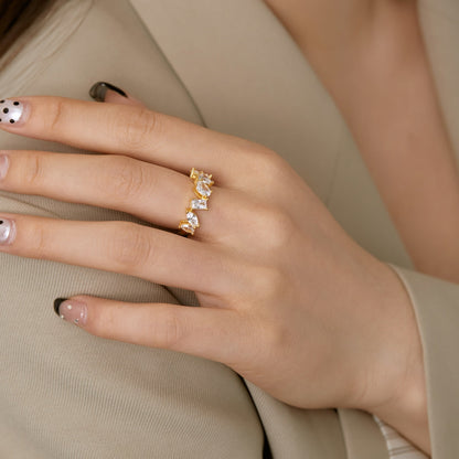 [Clover Jewelry]Delicate Multi Cut Ring