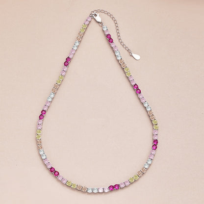 [Clover Jewelry]Delicate Colorful Tennis Necklace