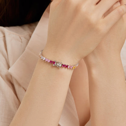 [Clover Jewelry]Luxurious Colorful Romantic Heart Shape Lover Bracelet