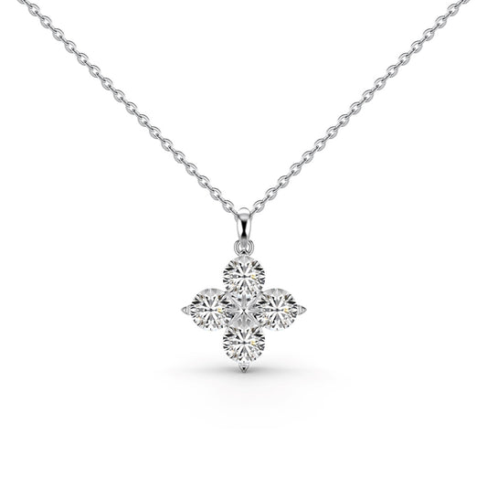 [Clover Jewelry]Four-Leaf Clover And Eight-Pointed Star Necklace