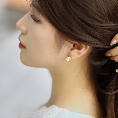 [Clover Jewelry]Dainty Bread Pearl Earrings