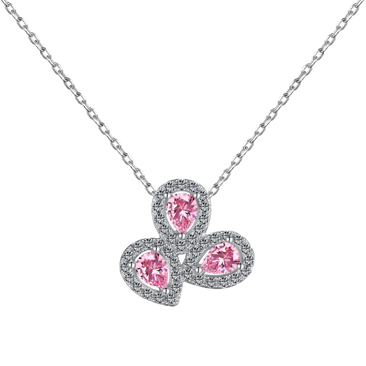 [Clover Jewelry]Elegant Flower Shape Pear Cut Necklace