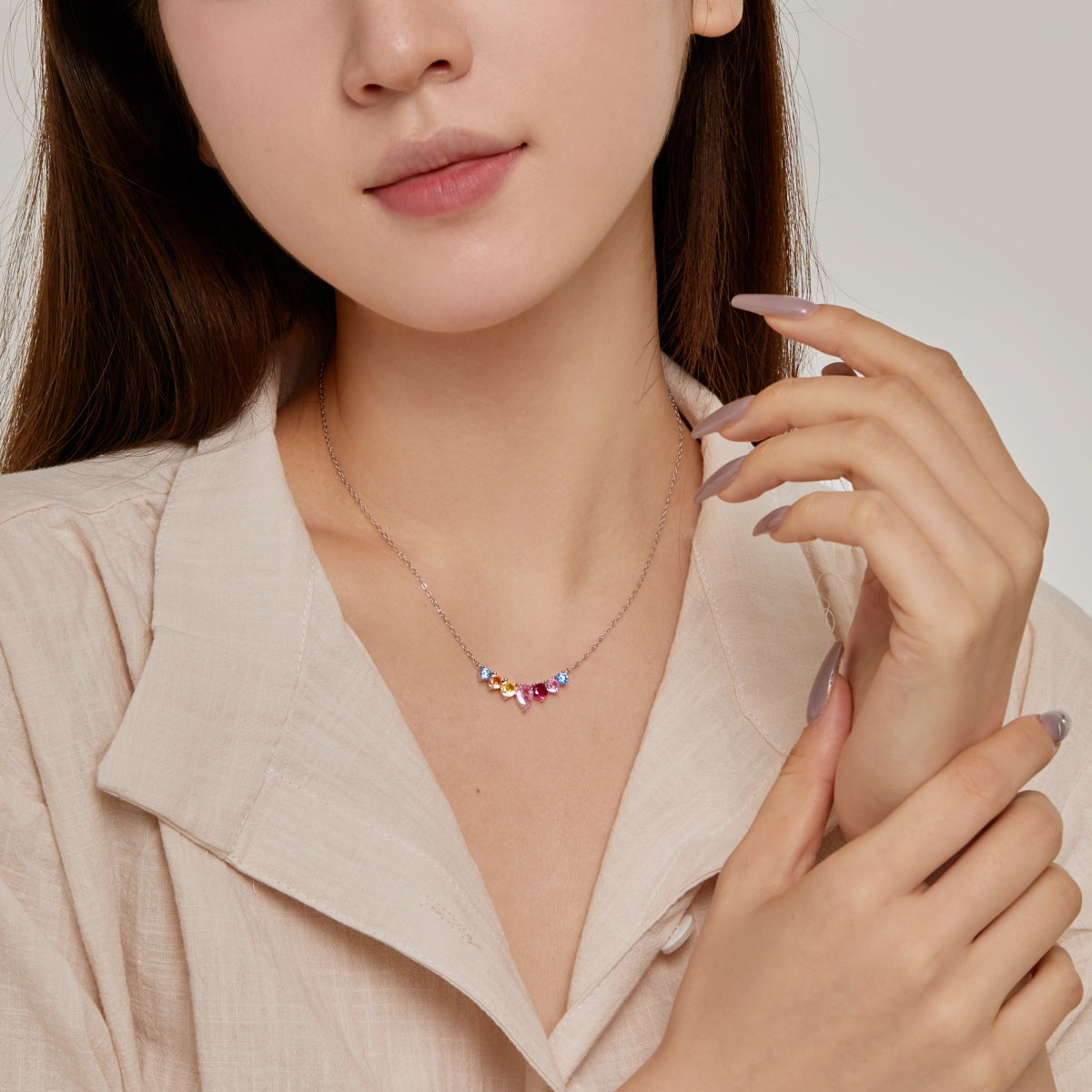 [Clover Jewelry]Dainty Colorful Heart Necklace