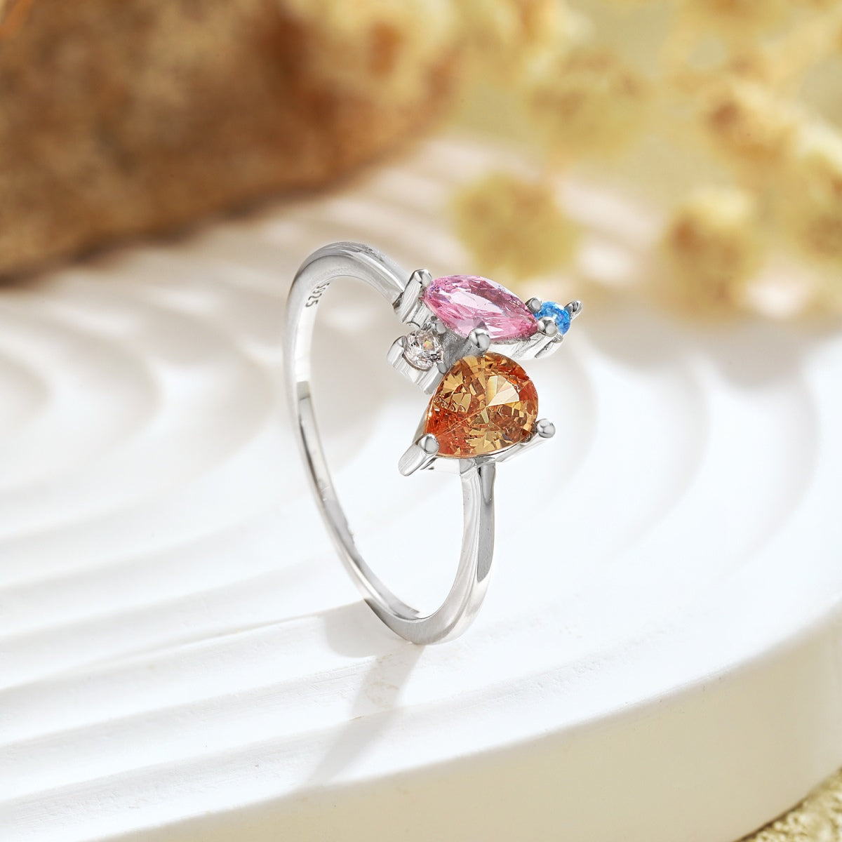 [Clover Jewelry]Radiant Colorful Multi Cut Daily Ring