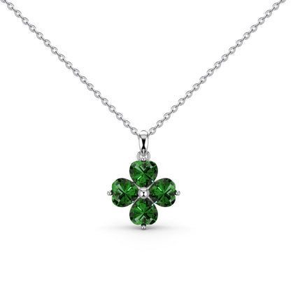 [Clover Jewelry]Heart-Shaped Four-Leaf Clover Bead Necklace