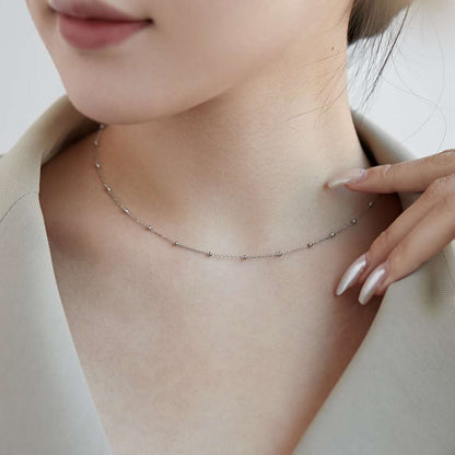 [Clover Jewelry]Small Bead Clavicle Chain Simple Necklace