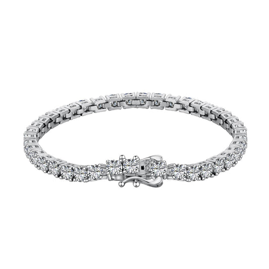 [Clover Jewelry]Luxurious Ornate Round Cut Tennis Bracelet