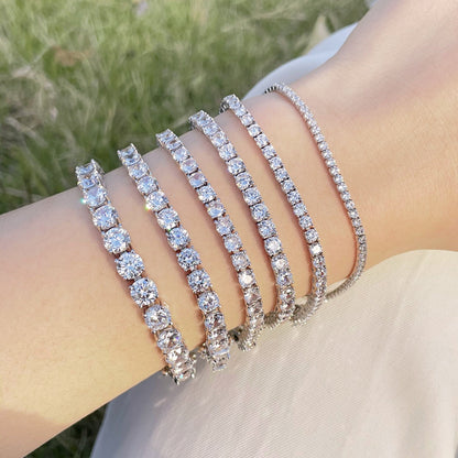 [Clover Jewelry]Luxurious Ornate Round Cut Tennis Bracelet