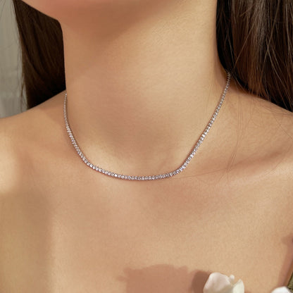 [Clover Jewelry]Delicate Round Shape Tennis Necklace