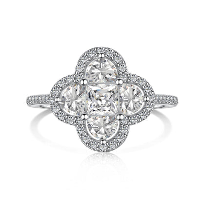 [Clover Jewelry]Luxurious Eternity Flower Shape Banquet Ring