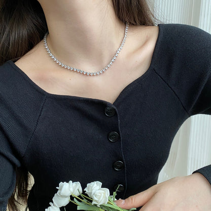 [Clover Jewelry]Ornate Heart Cut Tennis Necklace