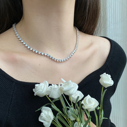 [Clover Jewelry]Ornate Heart Cut Tennis Necklace