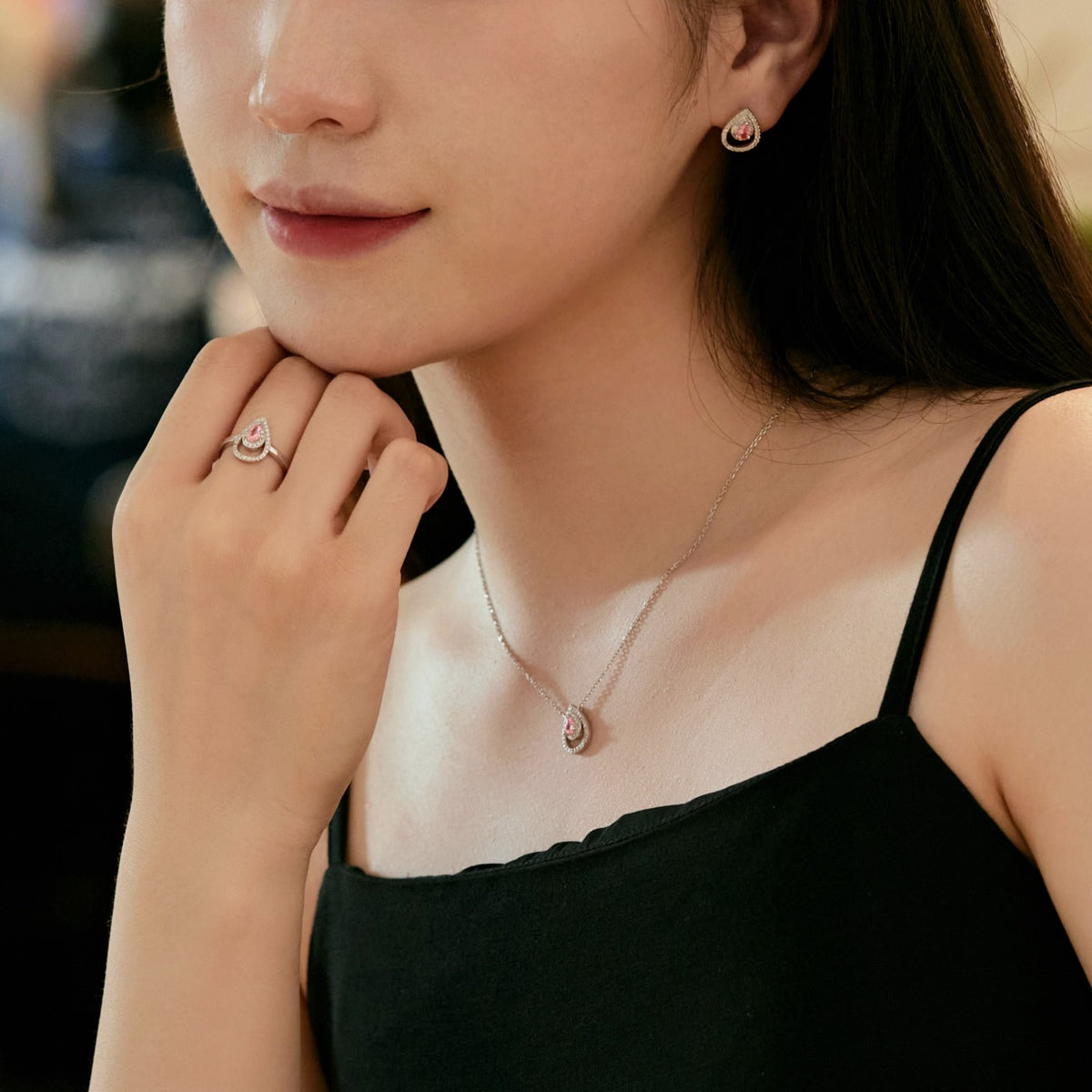 [Clover Jewelry]Sparkling Delicate Water Drop Shape Daily Earrings