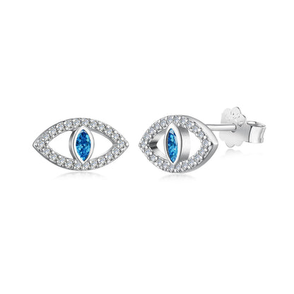 [Clover Jewelry]Blue Devil Eyes Hollow Stud Earrings