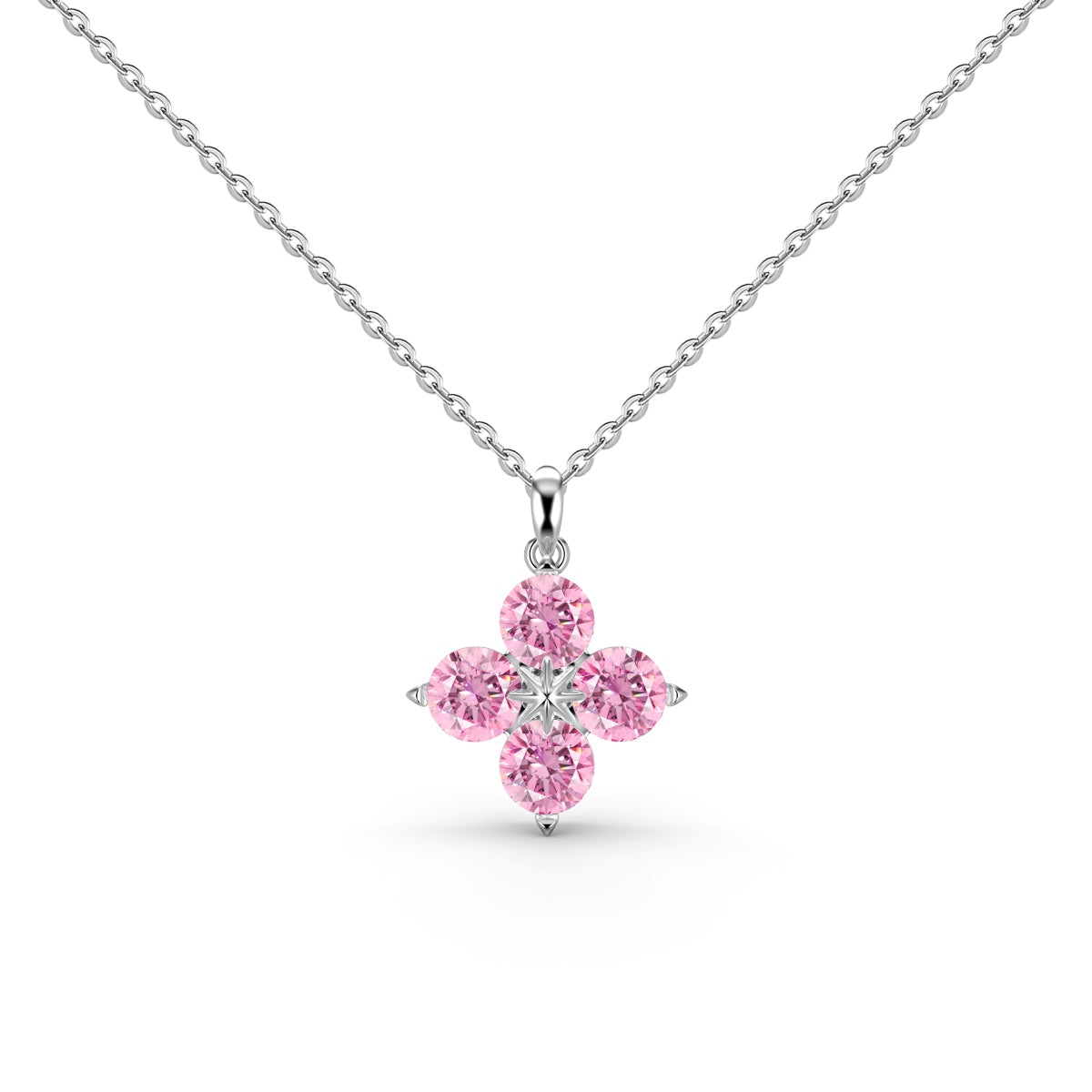 [Clover Jewelry]Four-Leaf Clover And Eight-Pointed Star Necklace