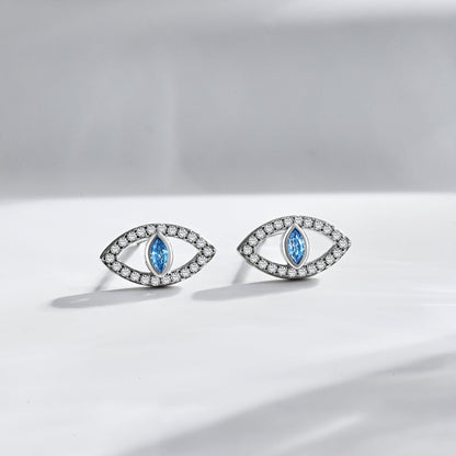 [Clover Jewelry]Blue Devil Eyes Hollow Stud Earrings