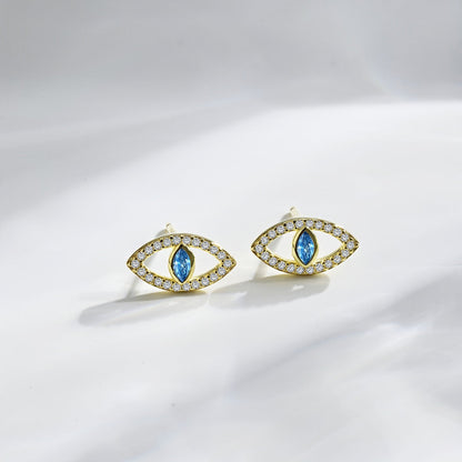 [Clover Jewelry]Blue Devil Eyes Hollow Stud Earrings