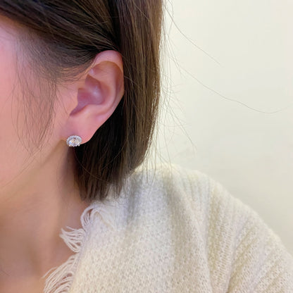 [Clover Jewelry]Classic Princess Round Shape Earrings