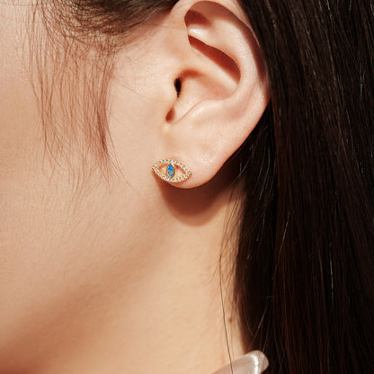 [Clover Jewelry]Blue Devil Eyes Hollow Stud Earrings