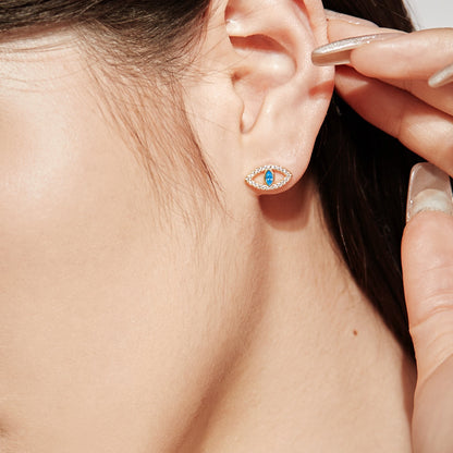 [Clover Jewelry]Blue Devil Eyes Hollow Stud Earrings