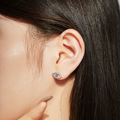 [Clover Jewelry]Blue Devil Eyes Hollow Stud Earrings