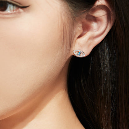 [Clover Jewelry]Blue Devil Eyes Hollow Stud Earrings