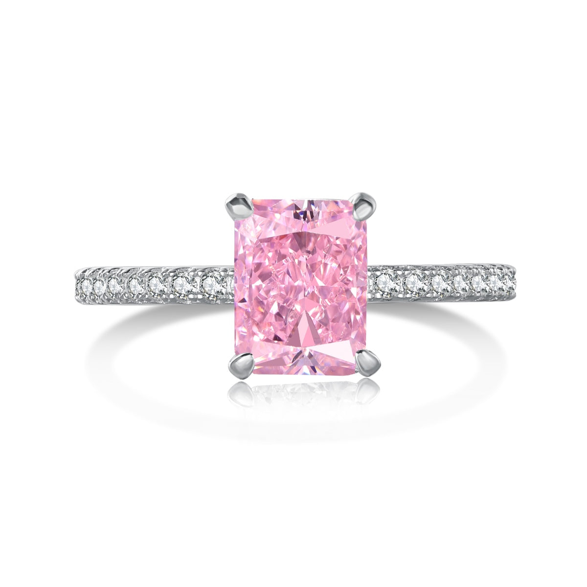 [Clover Jewelry]2.0 Carat Dazzling Sparkling Radiant Cut Party Ring