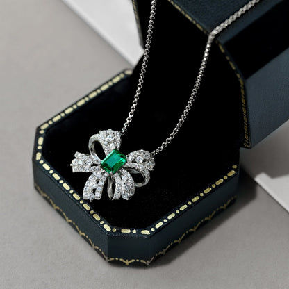 [Clover Jewelry]Luxurious Flower Shape Emerald Cut Necklace